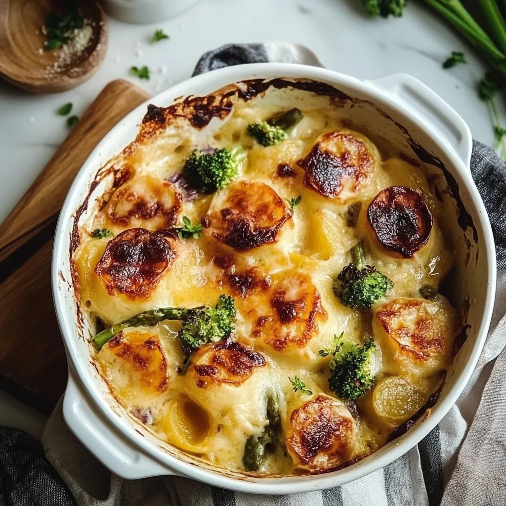 Spätzleauflauf mit Rosenkohl und Kasseler