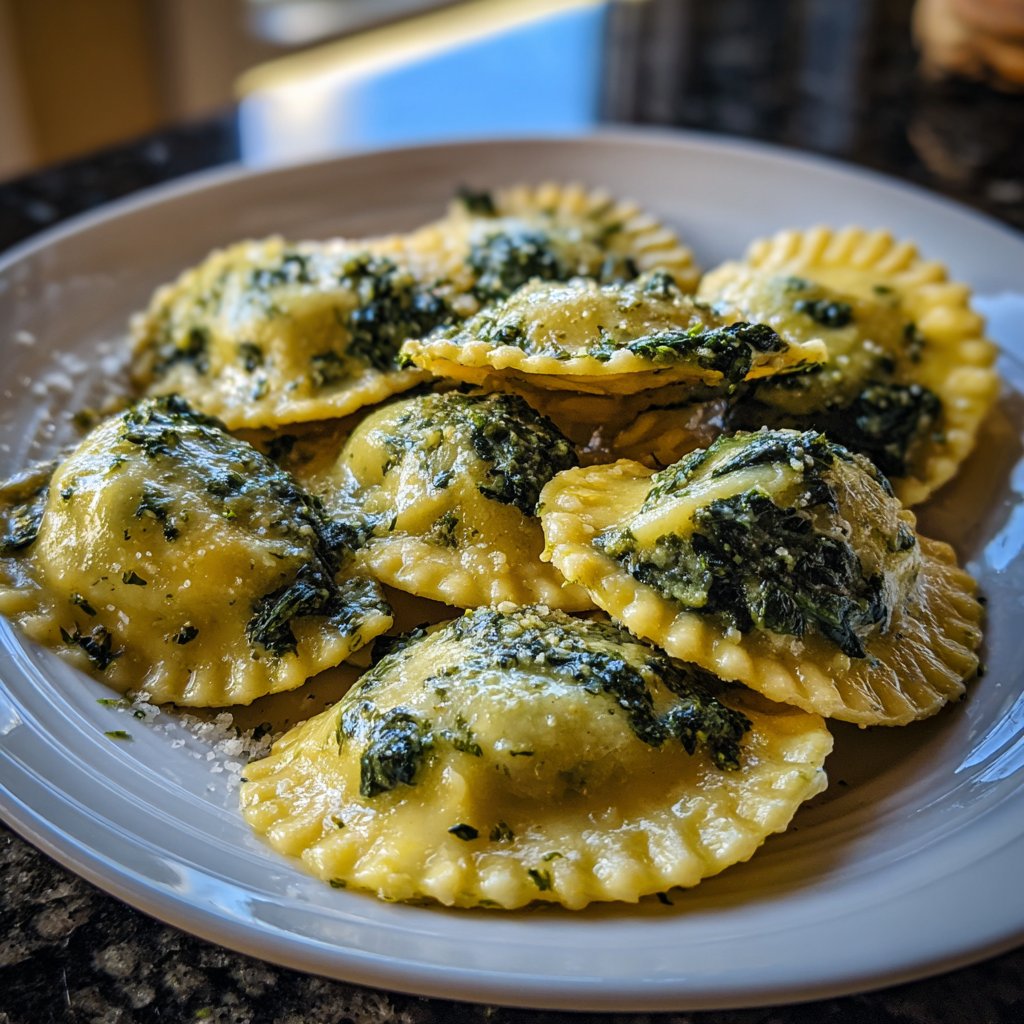 Ravioli mit Spinat und Butter-Salbei-Sauce