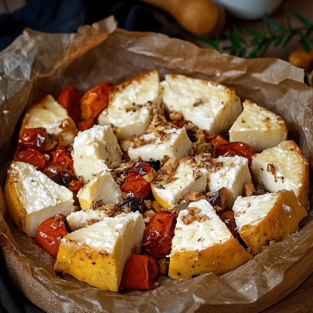 Gebackener Hokkaido mit Honig und Schafskäse