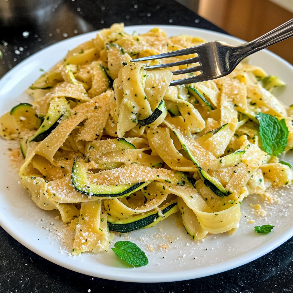 Tagliatelle mit Zucchini und Minze