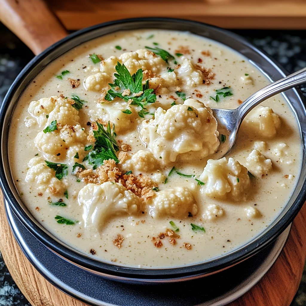 Herzhafte Blumenkohlsuppe für kalte Tage