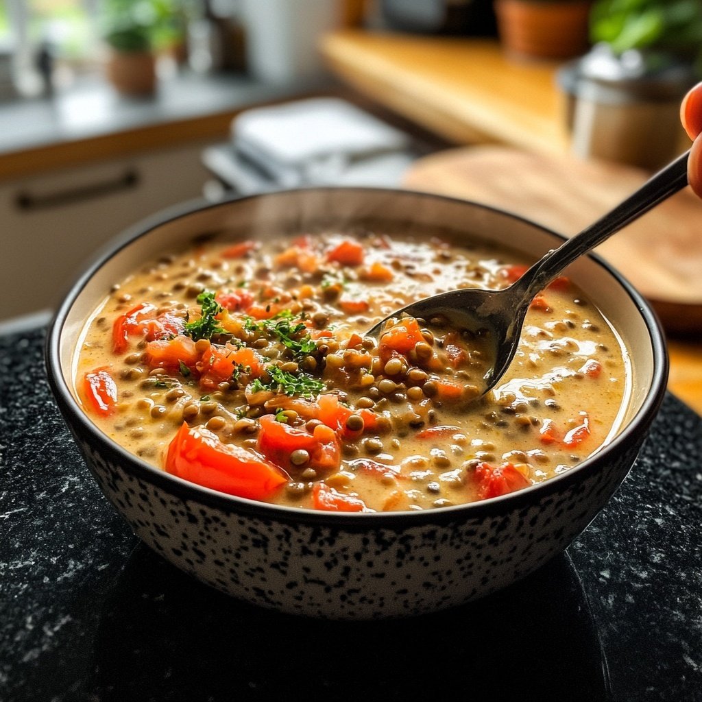 Linsensuppe mit Tomaten