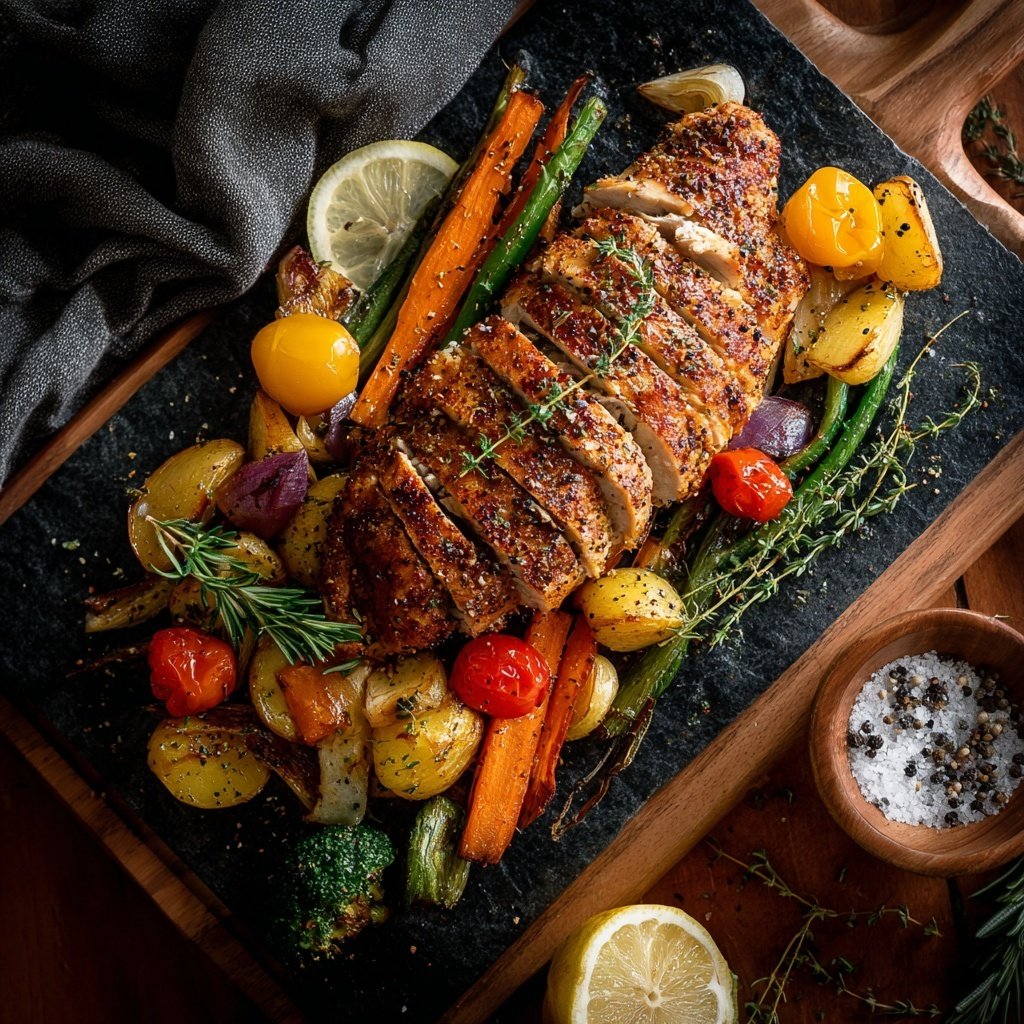 Kalorienarme Hähnchenbrust Mit Zitronen Pfeffer Und Ofengemüse