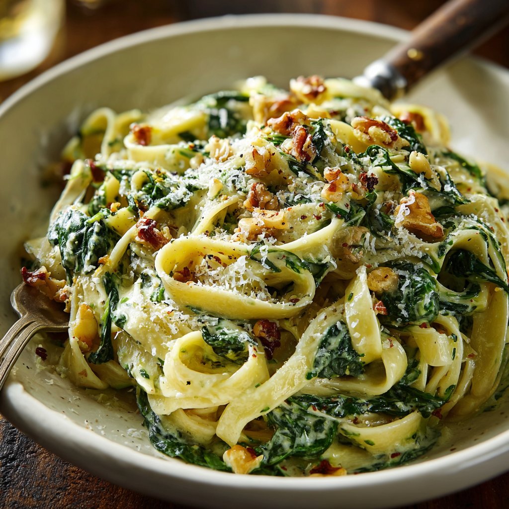 Tagliatelle mit Spinat und Walnüssen