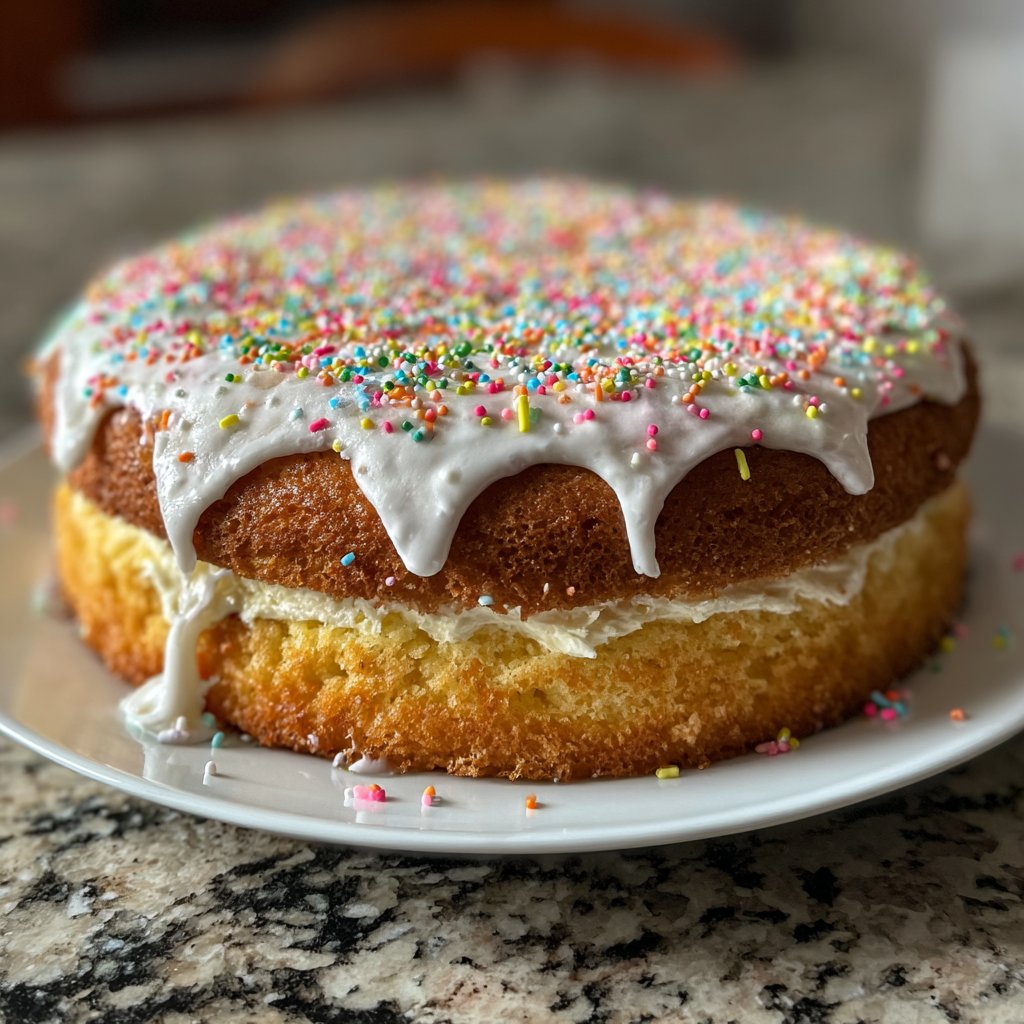 Geburtstagskuchen mit Vanillecreme