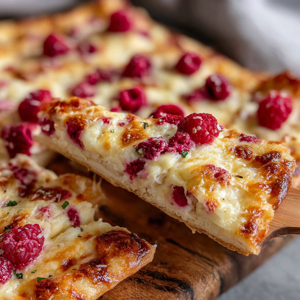 Flammkuchen mit Himbeeren und Brie