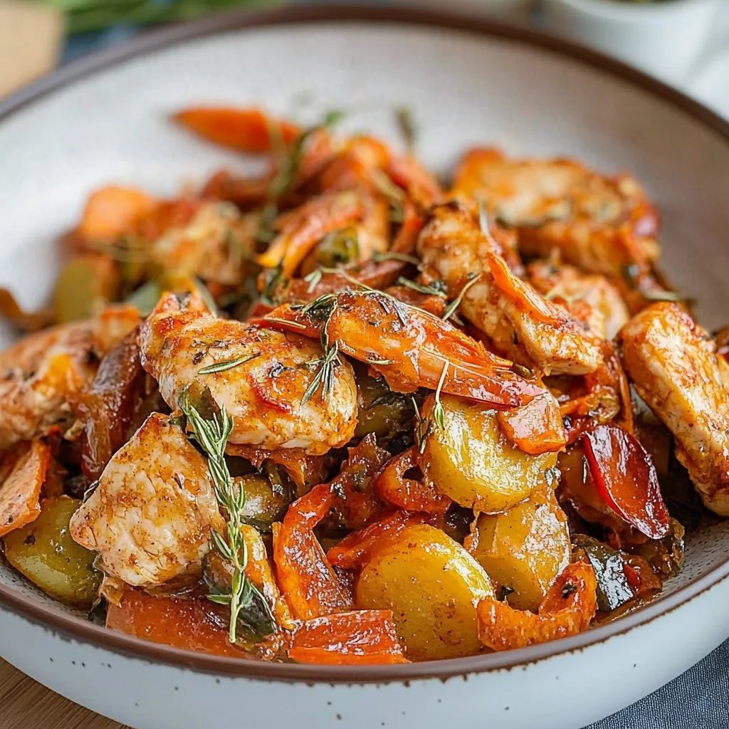 Knackige Gemüsepfanne mit Hähnchen