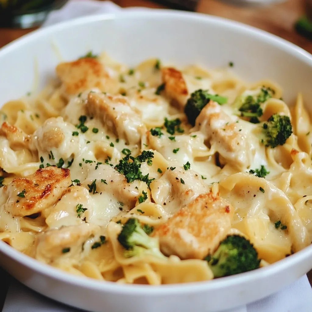 Hähnchen-Nudelauflauf mit Brokkoli