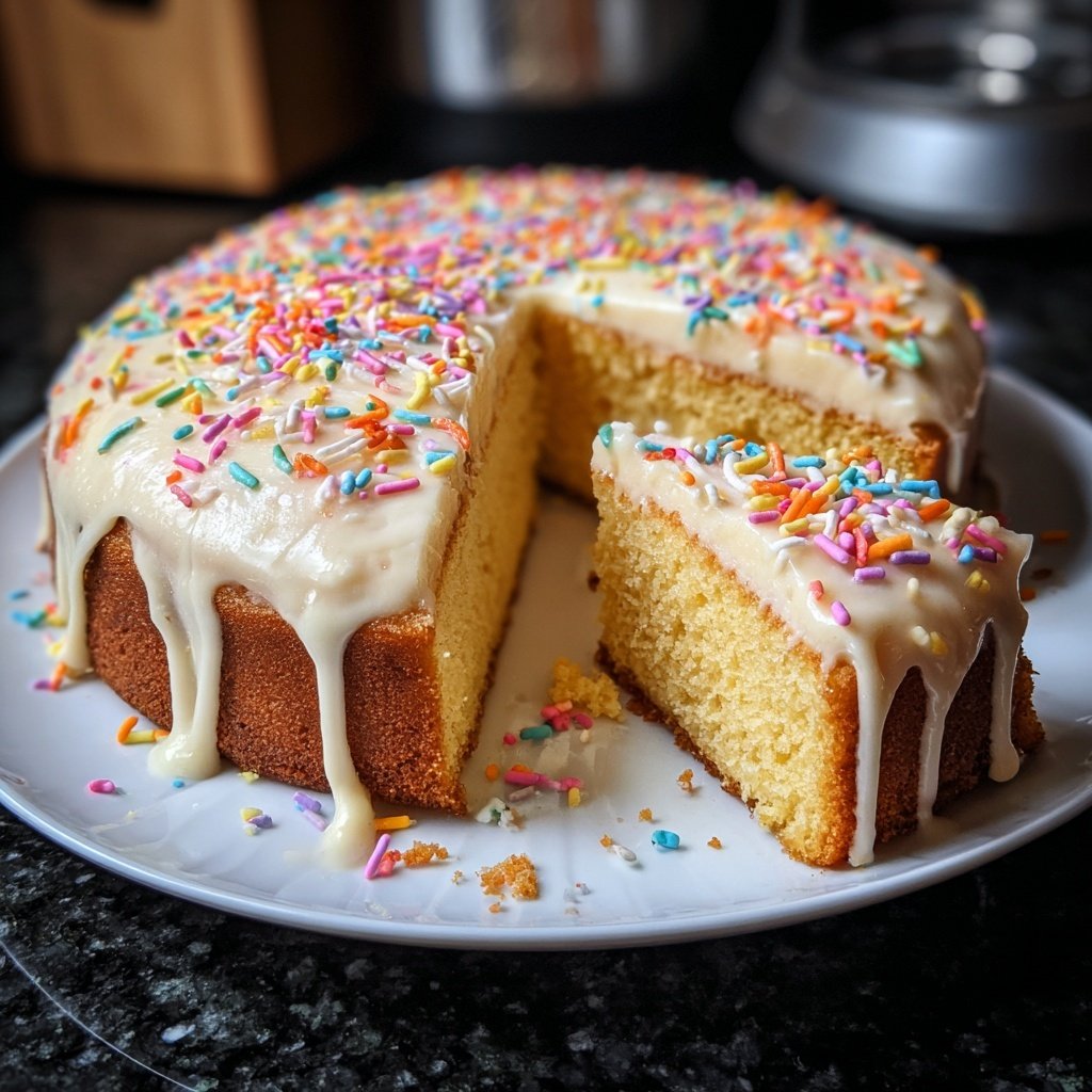 Geburtstagskuchen mit Vanillefrosting