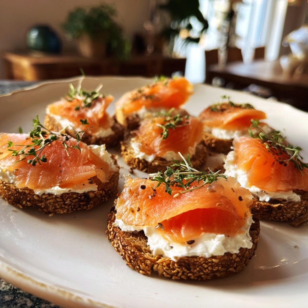 Canapés mit Frischkäse und Lachs